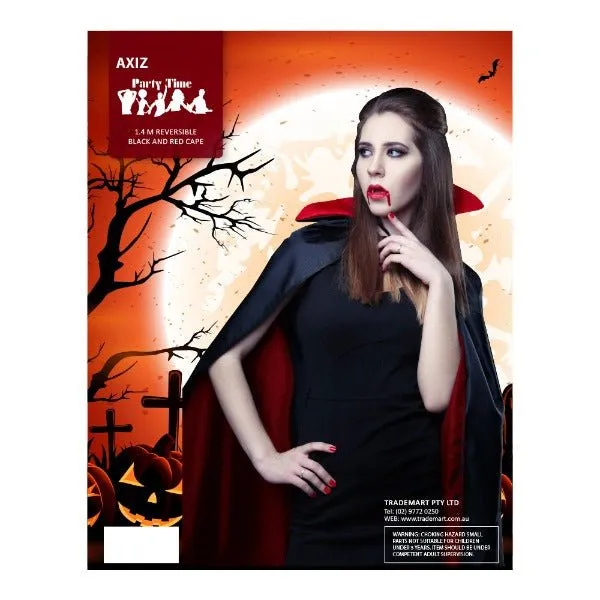 1.4m Reversable Black & Red Vampire Cape