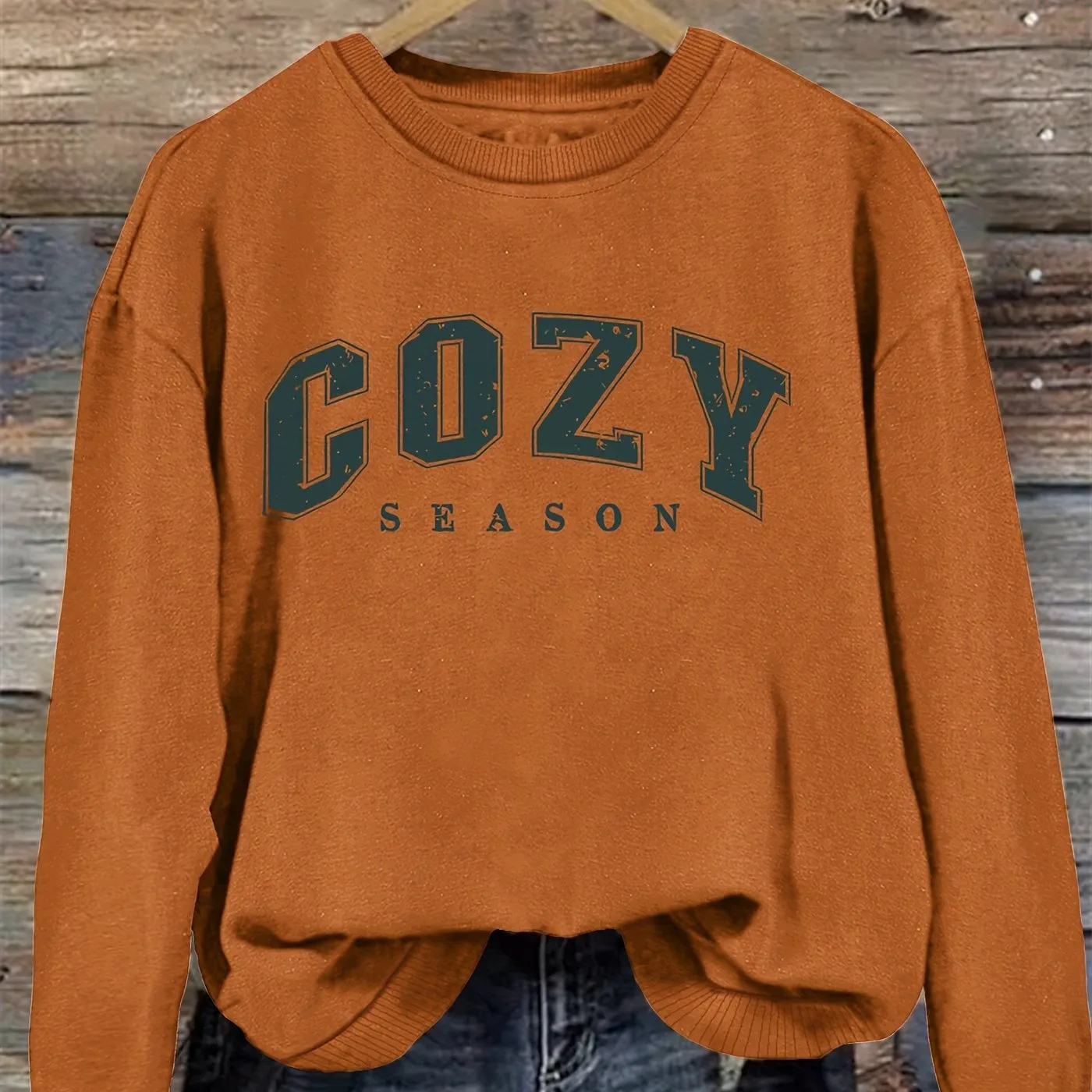 1pc Women'S Cozy Season Alphabet Print Sweatshirt - Casual Crew Neck Pullover for Fall & Winter, Polyester Fashion Hoodie