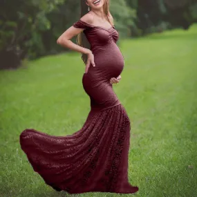 2023 Maternity Dresses Photography, Sexy Off Shoulder Long Sleeve Maxi Long Dress Photo Shoot Pregnant Woman Clothes