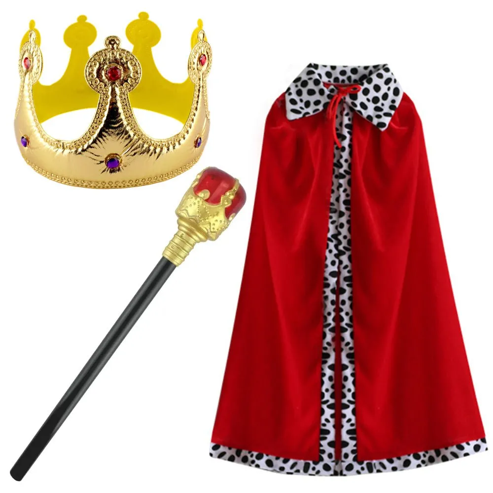 3pcs Boy's Kings Cape Instant Dress Up set