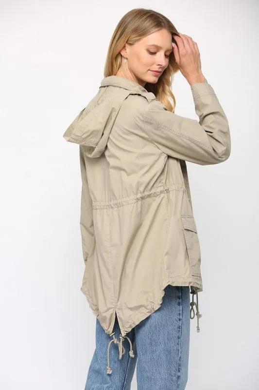 Aaron Adjustable Drawstring Waist Utility Jacket