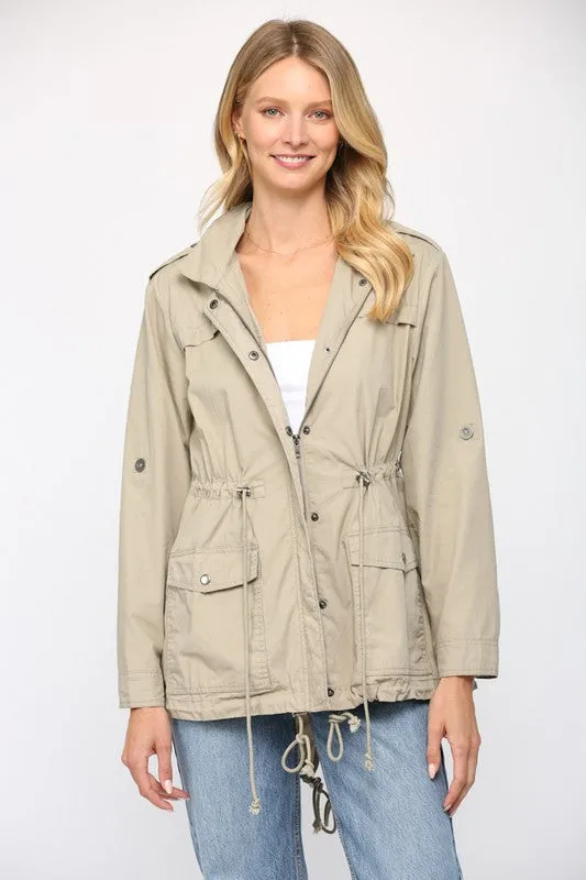 Aaron Adjustable Drawstring Waist Utility Jacket