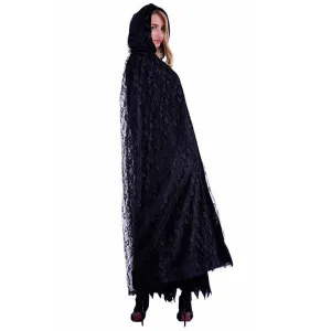 Adult Black Lace Hooded Cape