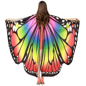 Adult Deluxe Carnival Rainbow Butterfly Wings Cape