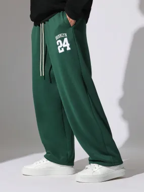 Barrel Fit Sweatpants With Number Towel Applique & Drawstrings