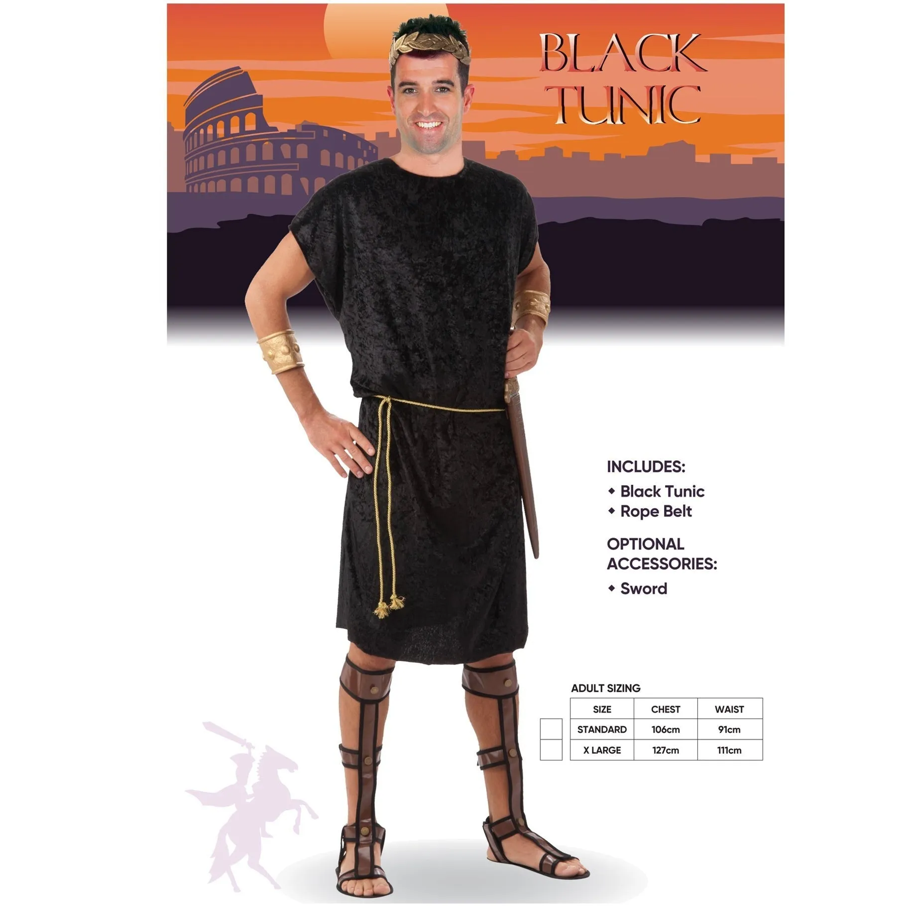 Black Tunic Toga Roman