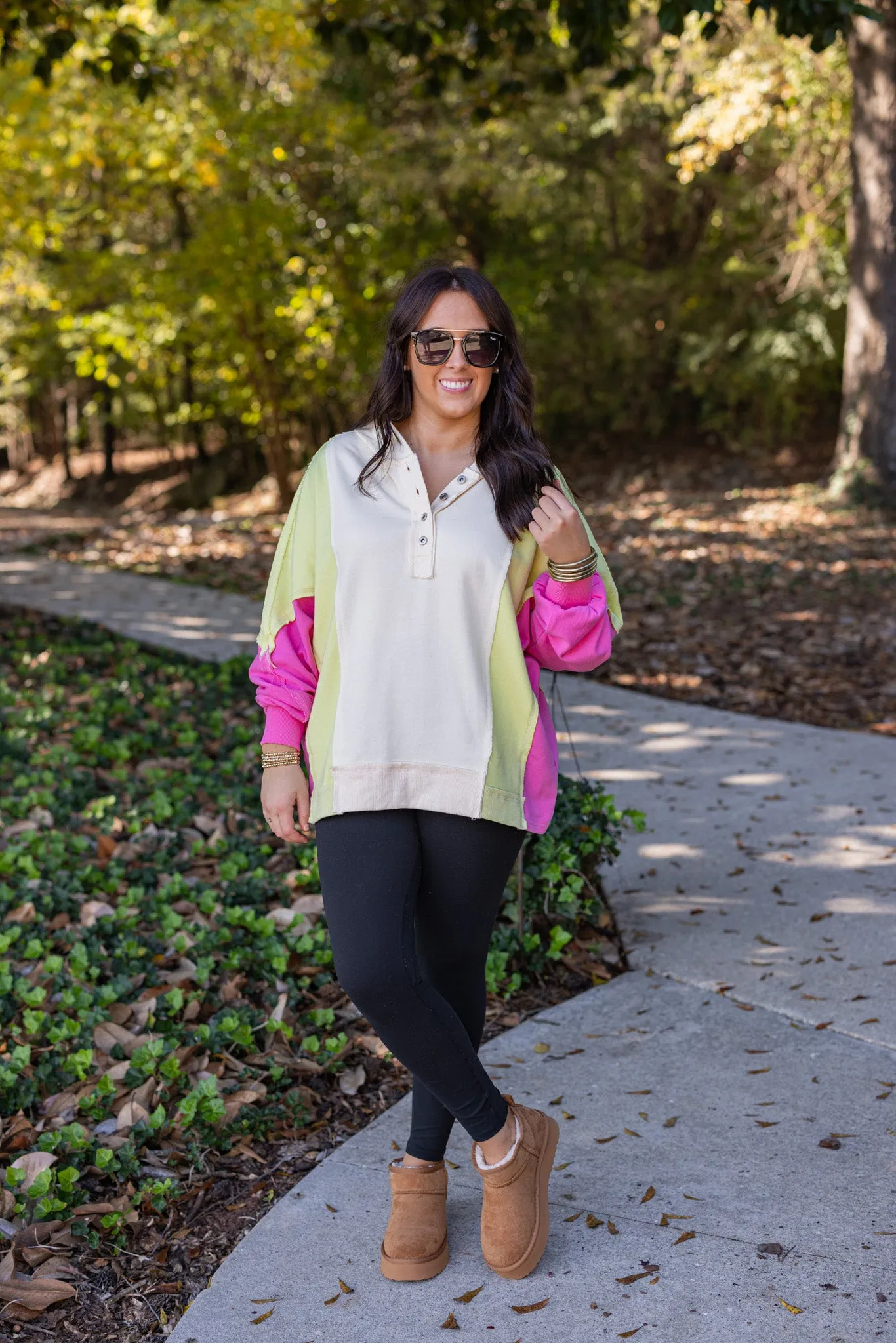 Blissful Days Ivory Colorblock Hoodie