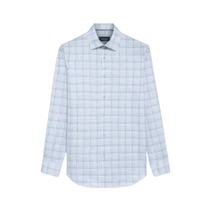 BUGATCHI: James Plaid Check OoohCotton® Shirt- White