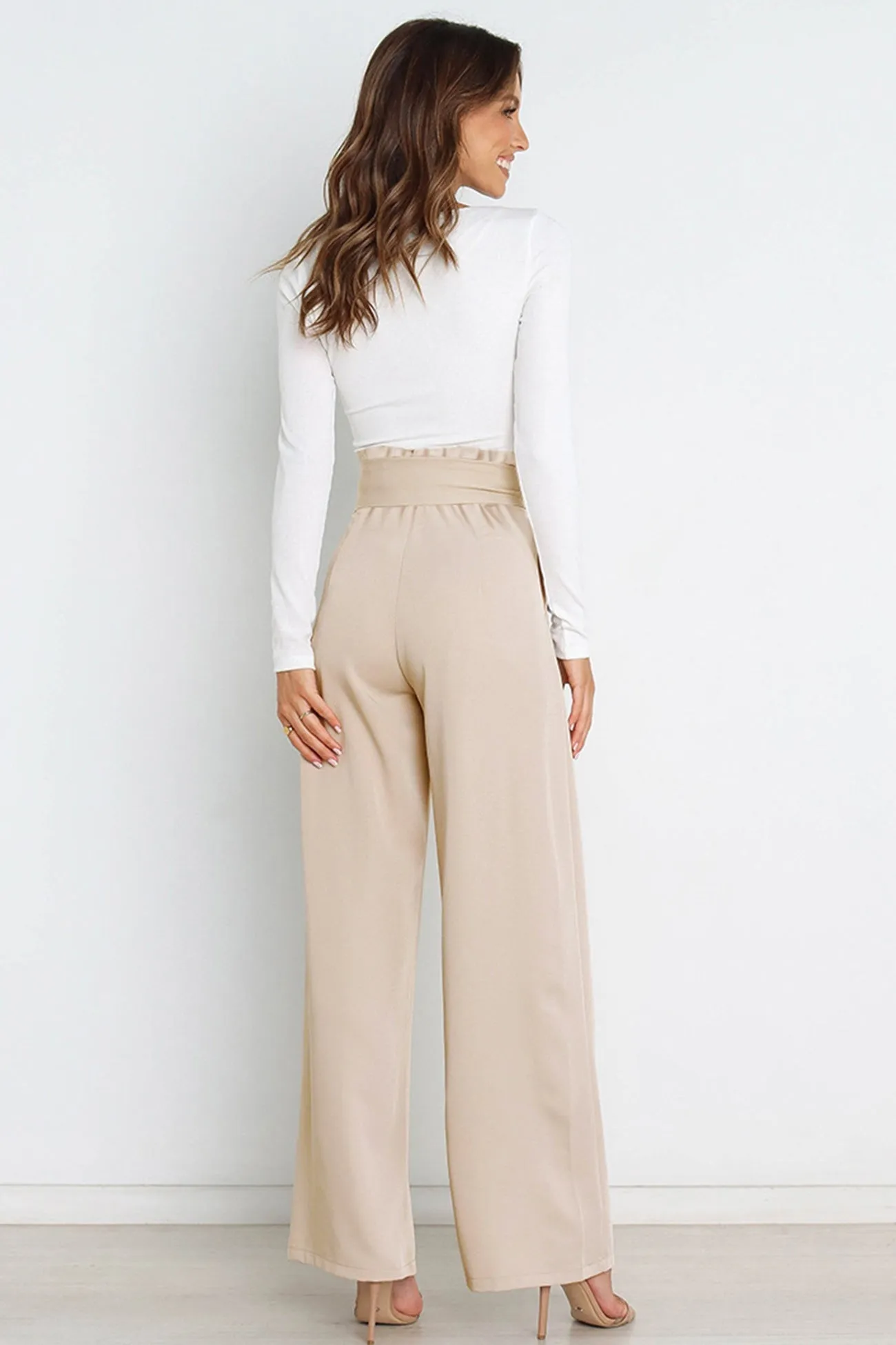 Casual Tie-Front Loose Straight Long Pants