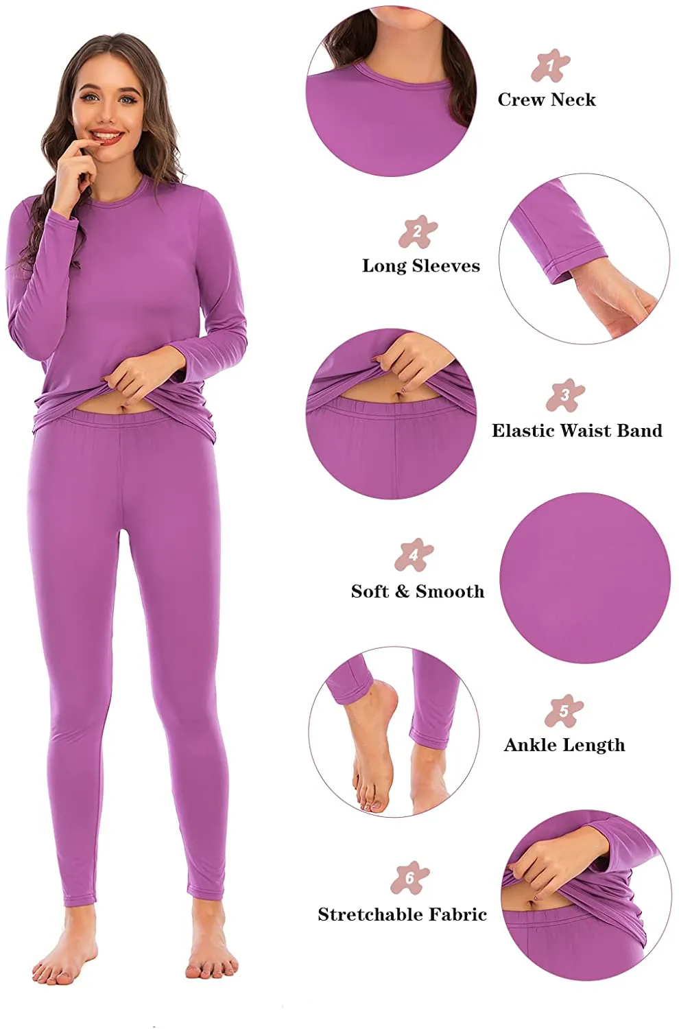 Century Star Thermal Underwear for Women Long Johns Set with Fleece Lined Base Layer Ultra Soft Women Thermal Set