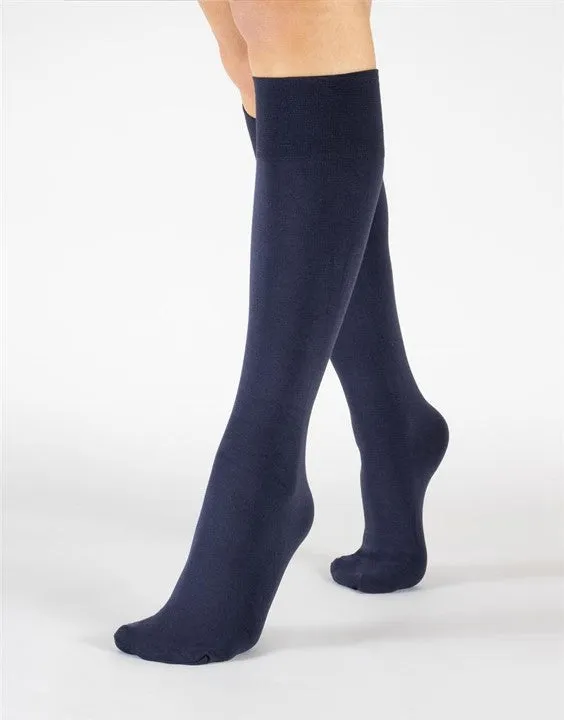 Cette Montreux Plus Size Cotton Knee Highs Navy 216-12