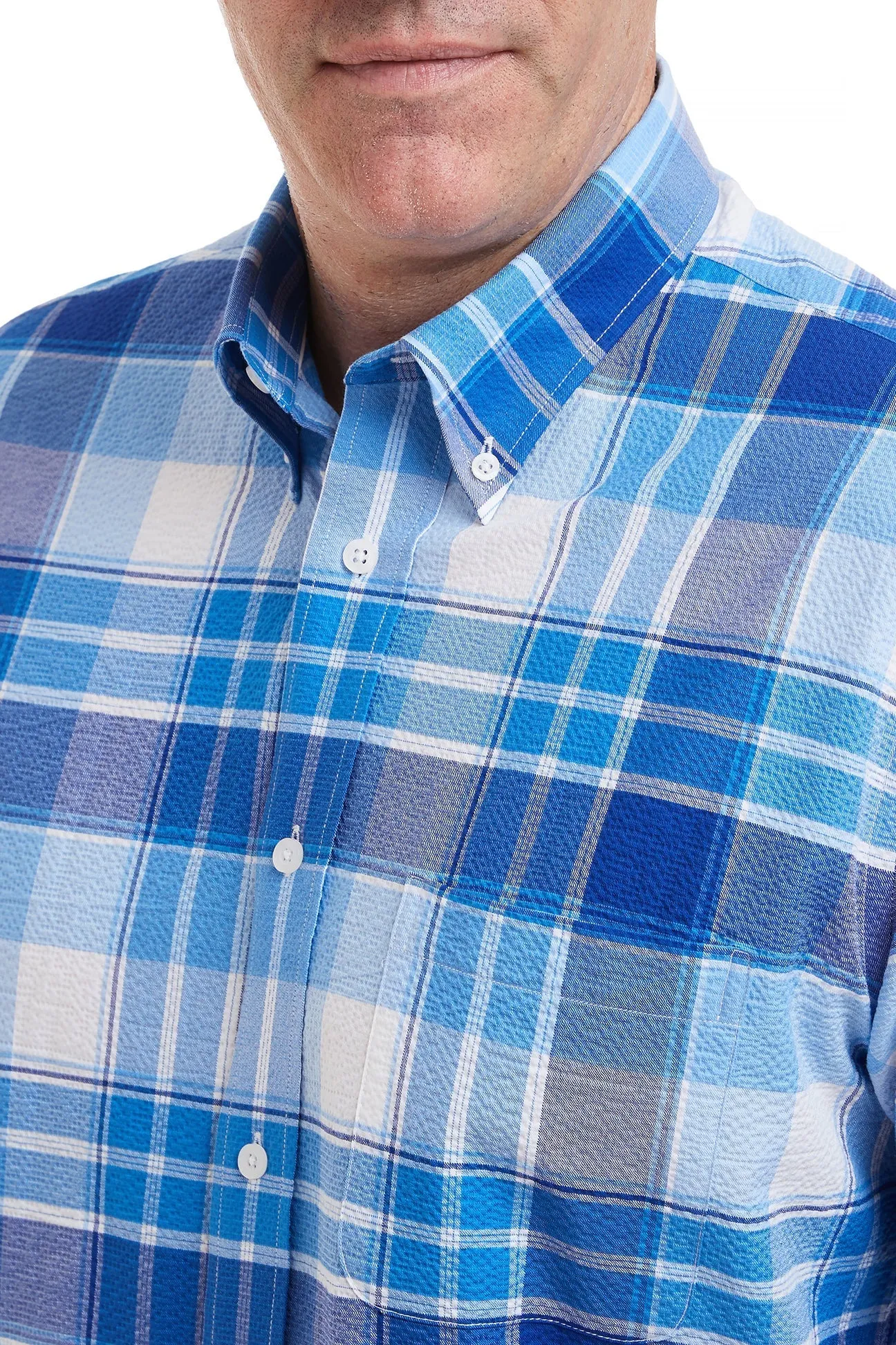 Chase Shirt Blue and Navy Union Seersucker