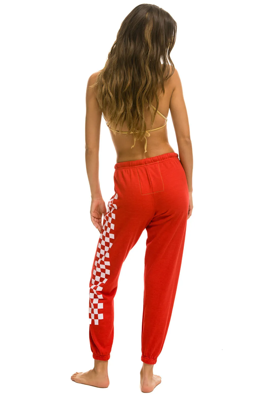 CHECK LEG SWEATPANTS - RED // WHITE