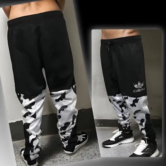 ^CHIEFIN’ ADI-FEATHER^ (WHITE CAMOUFLAGE) LUXURY JOGGER SWEAT PANTS (CUT & SEW)