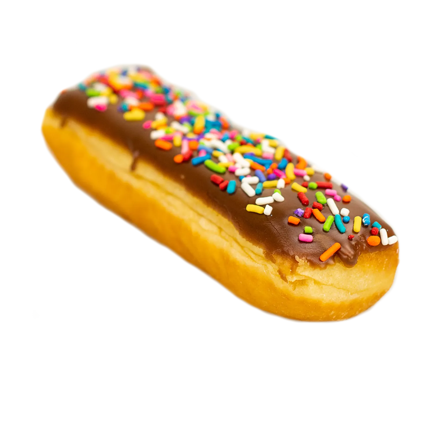 Chocolate Iced Long John with Sprinkles