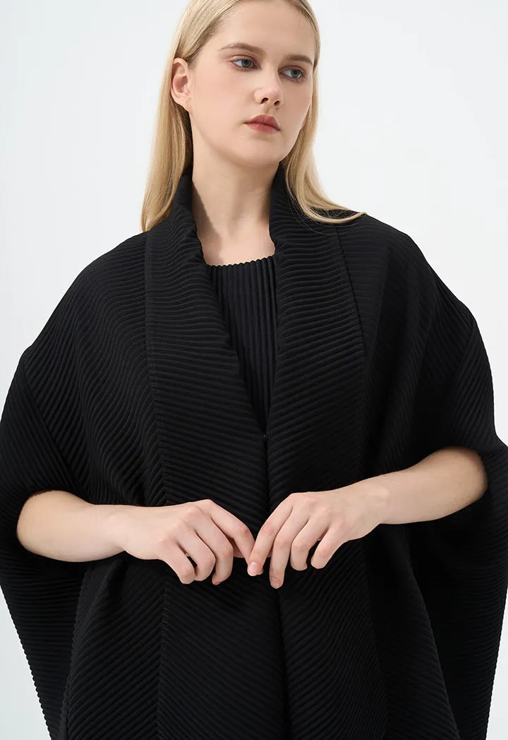 Choice Short Sleeves Kimono Pleated Basic Jacket Black