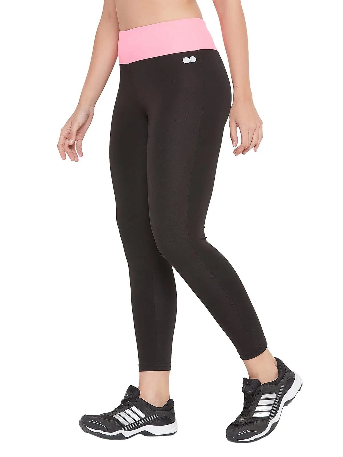 Clovia Women's Slim Fit Polyester Activewear Sports Ankle Length Tights (AB0020A13_Black_L)