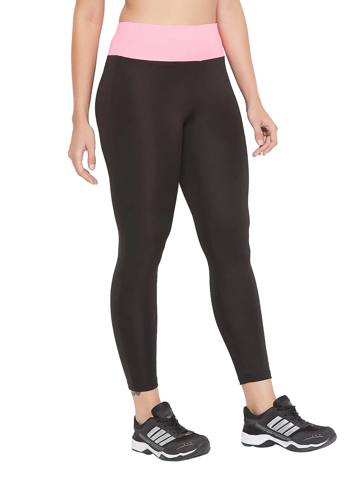 Clovia Women's Slim Fit Polyester Activewear Sports Ankle Length Tights (AB0020A13_Black_L)