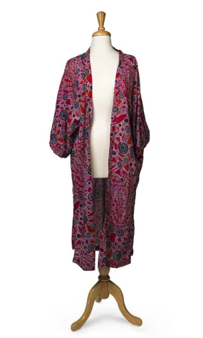 Cotton Aboriginal Art Long Kimono by Bess Napanangka Poulson