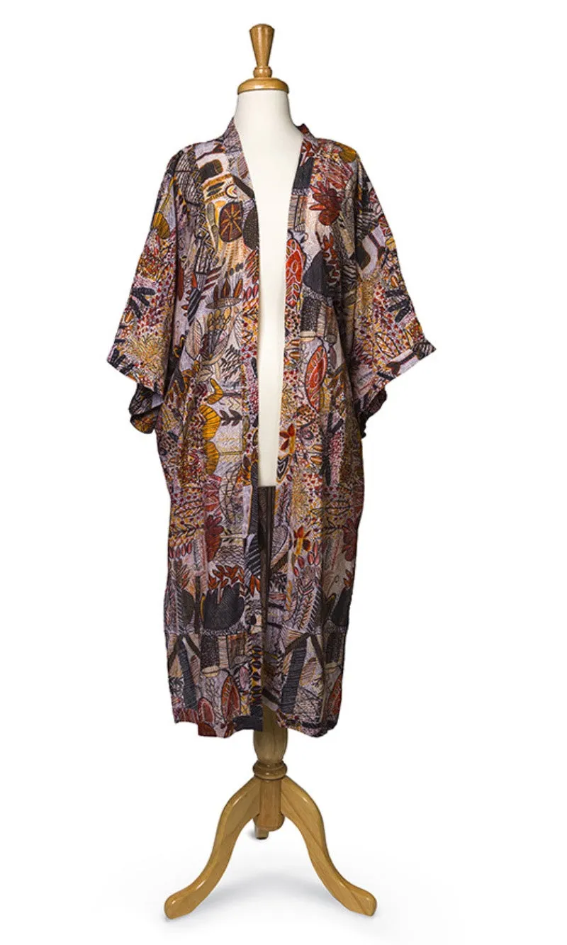 Cotton Aboriginal Art Long Kimono by Mary Elizabeth Moreen