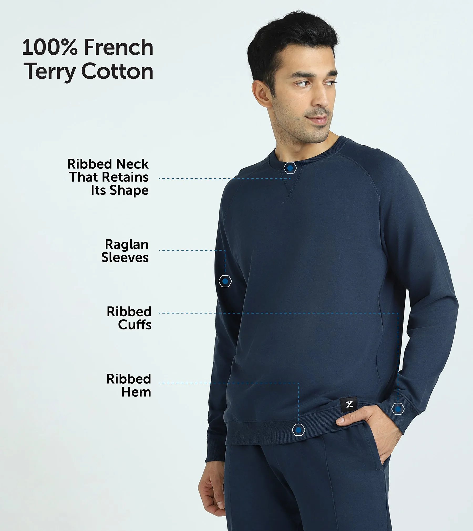 Cruze French Terry Cotton Sweatshirts Opal Blue