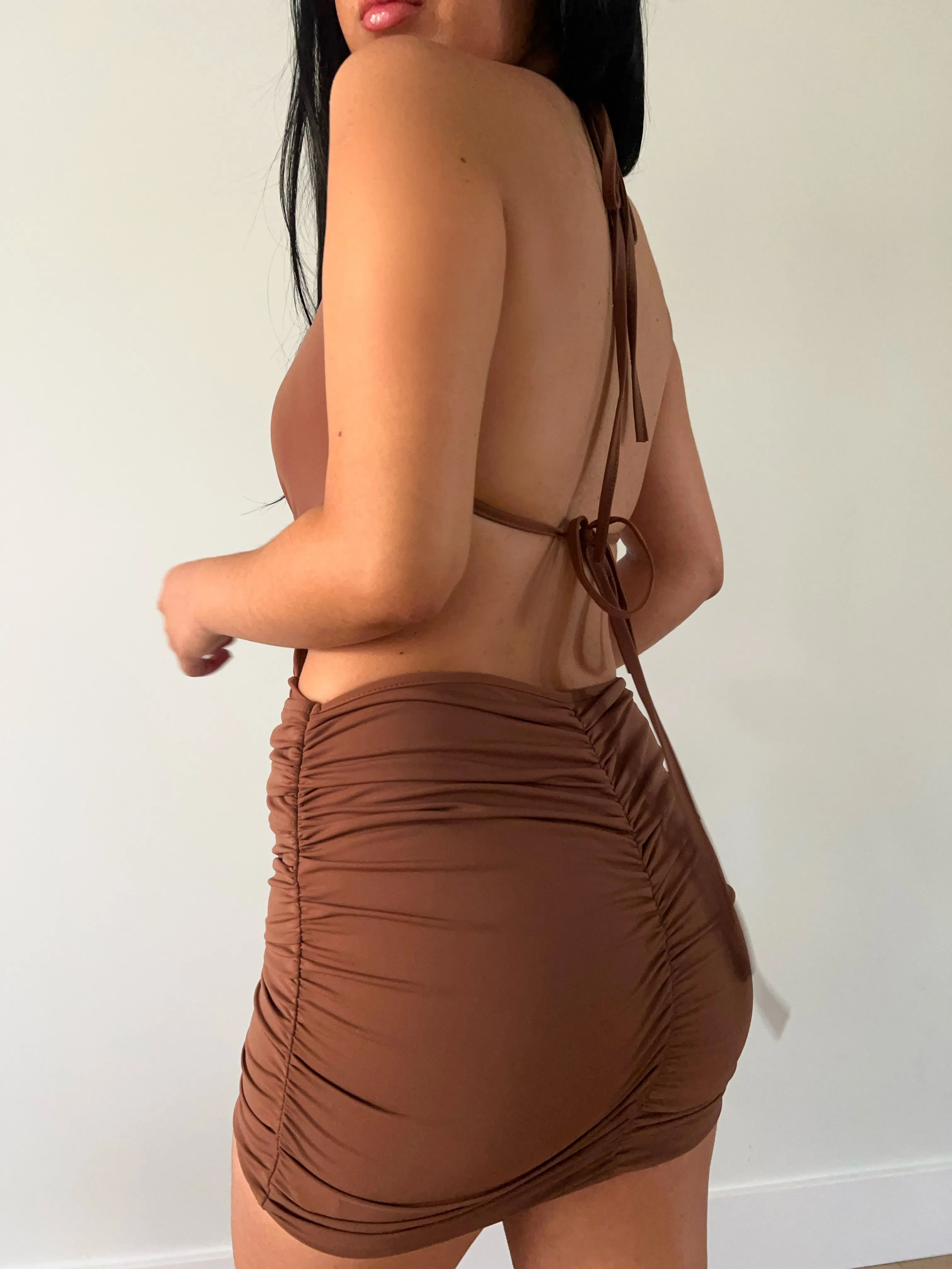 Cynthia Halter Dress (Brown)