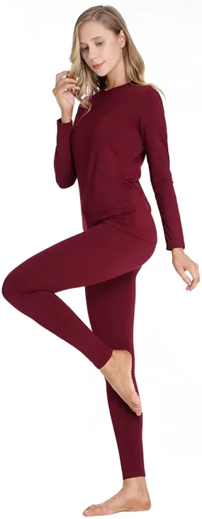 Dakiwin Women 's Thermal Underwear,Ultra-Soft Fleece Lined Winter Warm Base Layer Long,Moisture-Wicking Top & Bottom Set