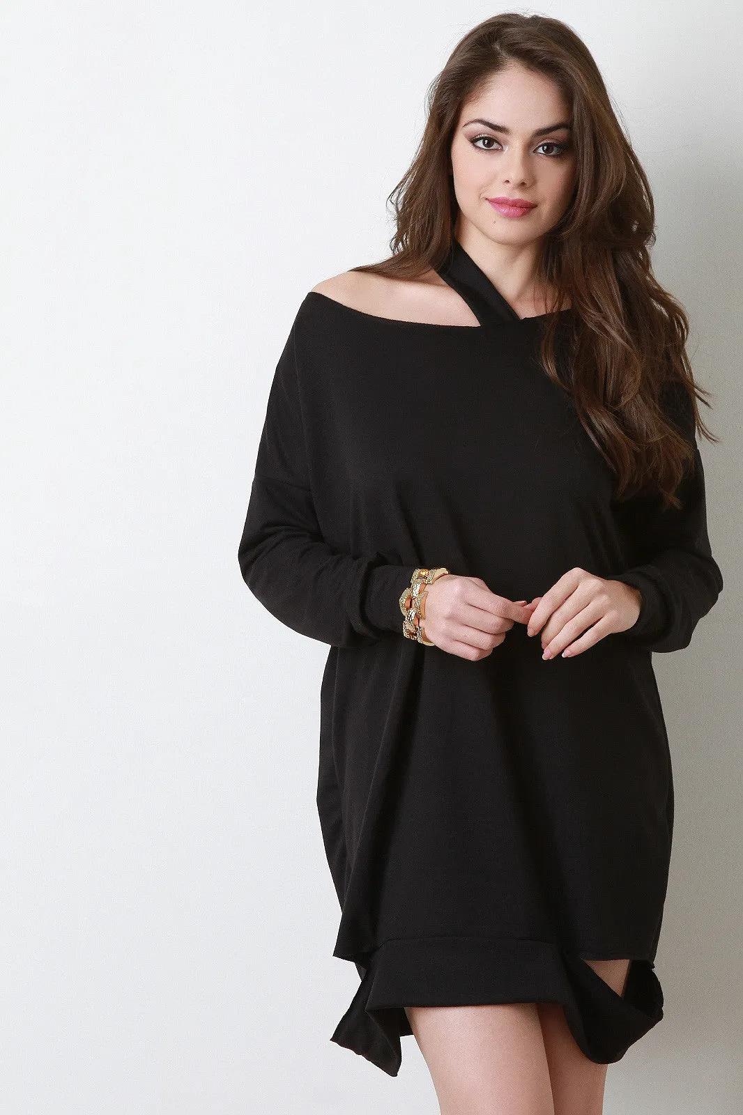 Deconstructed Asymmetrical Sweater Dress