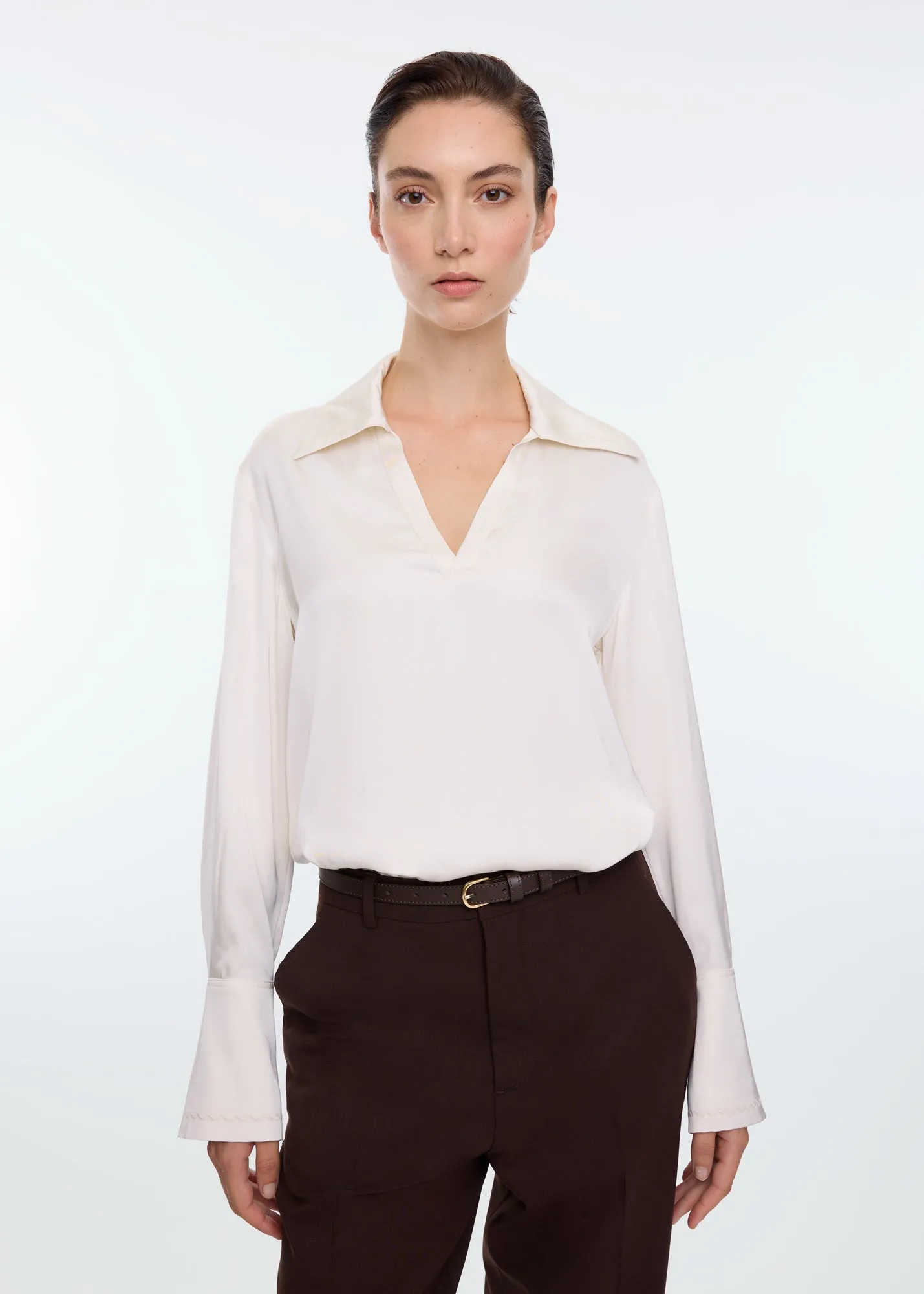 Decostitch satin blouse