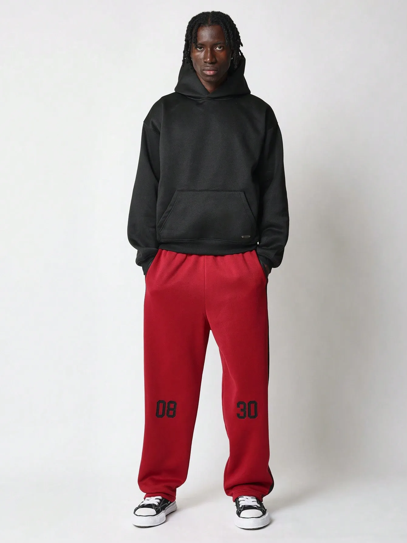 Drop Crotch Sweatpants With Embroidery Applique