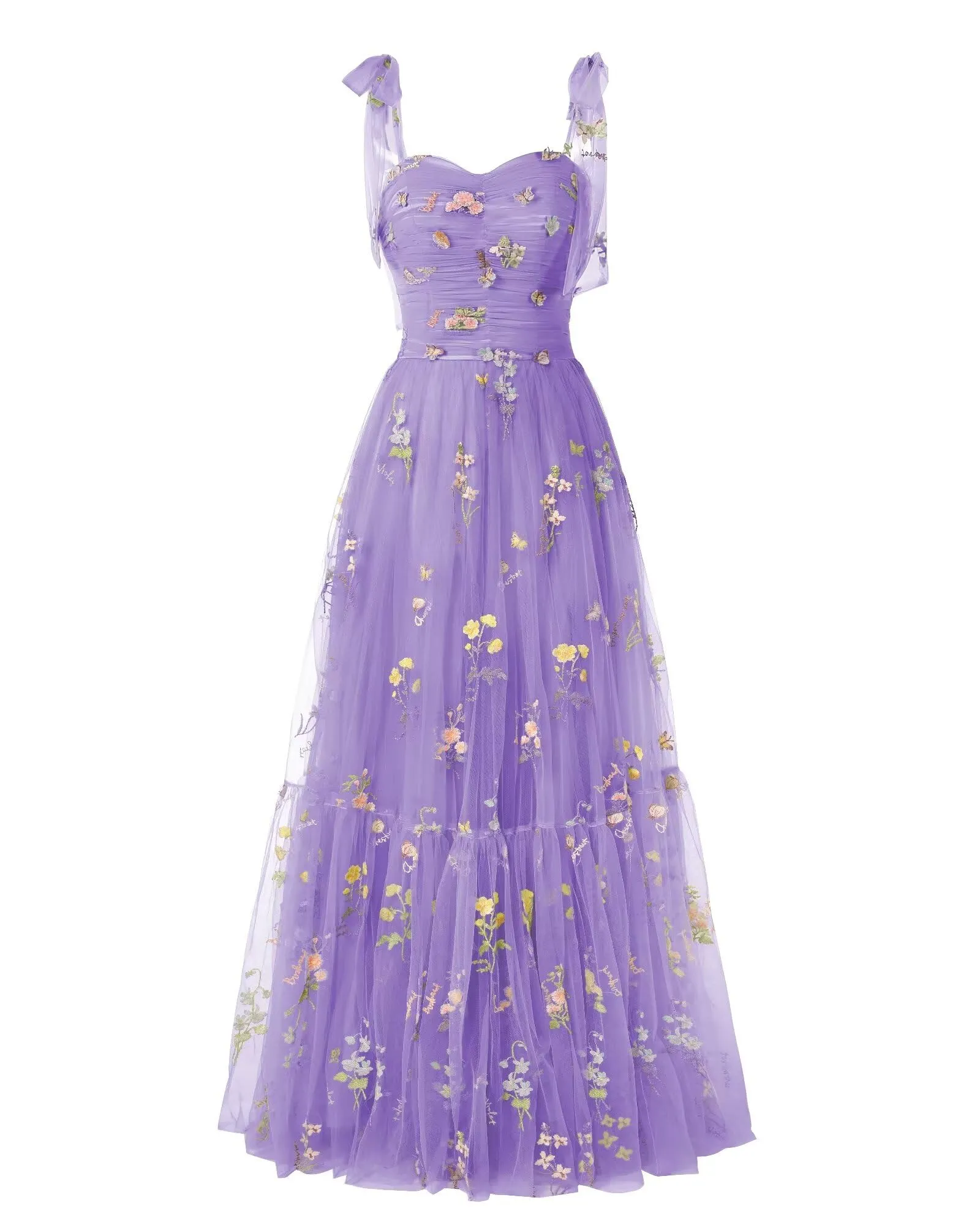 Elegant Embroidery Lavender Prom Dresses Sweetheart Spaghetti Straps A Line Party Dress Long Simple Formal Dress