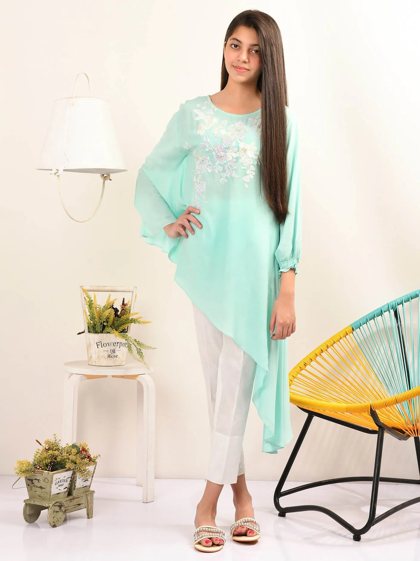 Embroidered Shimmer Arabic Lawn Shirt