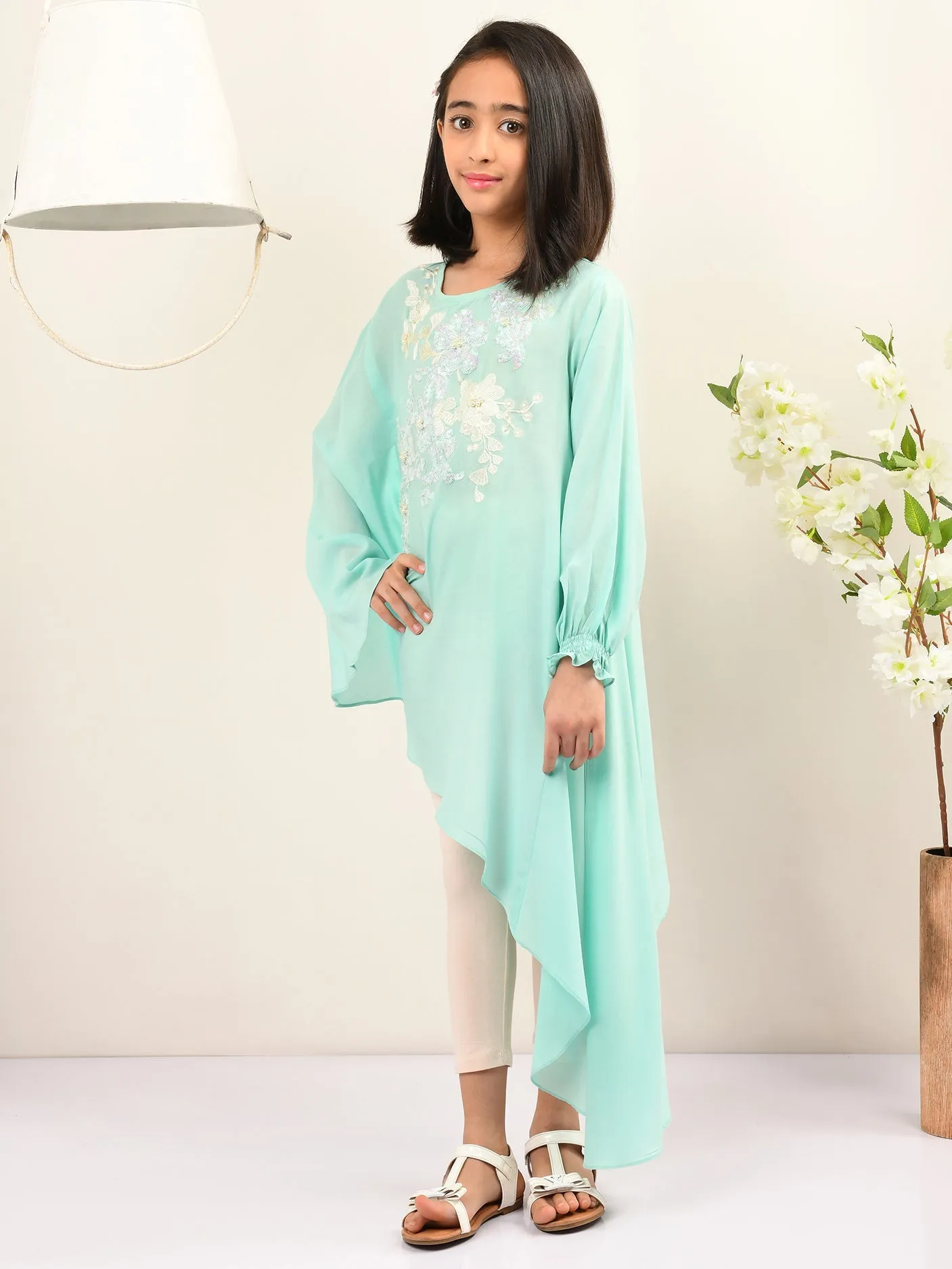 Embroidered Shimmer Arabic Lawn Shirt