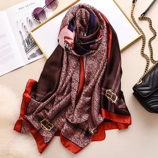 Fashion Silk Scarf Printed Bandana Shawl #LZ091