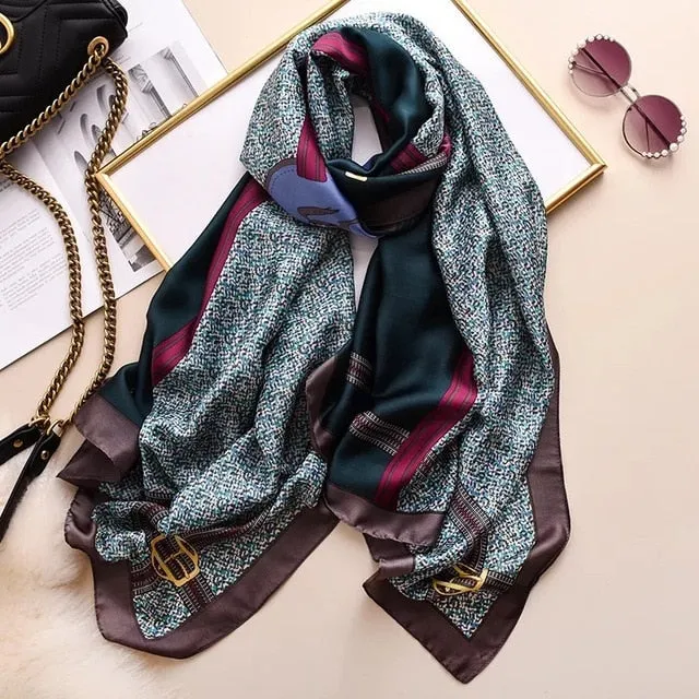 Fashion Silk Scarf Printed Bandana Shawl #LZ091