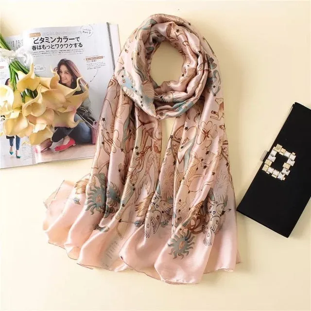 Fashion Silk Scarf Printed Bandana Shawl #LZ091