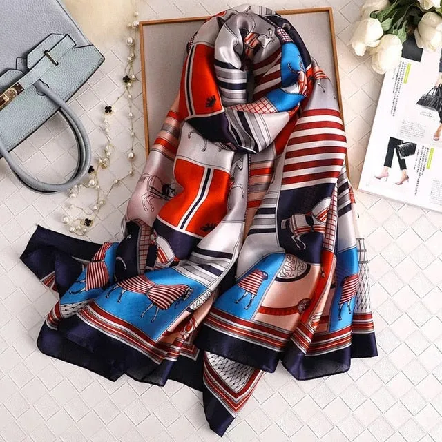 Fashion Silk Scarf Printed Bandana Shawl #LZ091