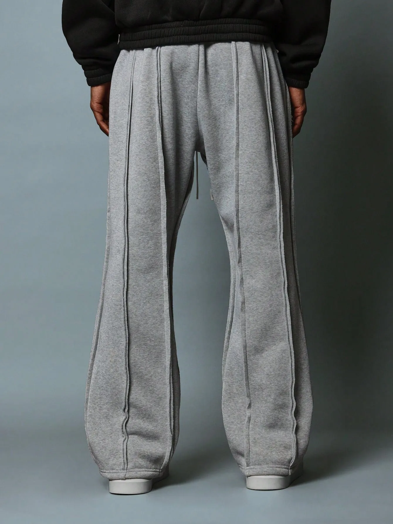 Flare Fit Multi Seamed Raw Edge Sweatpants With Drawstrings