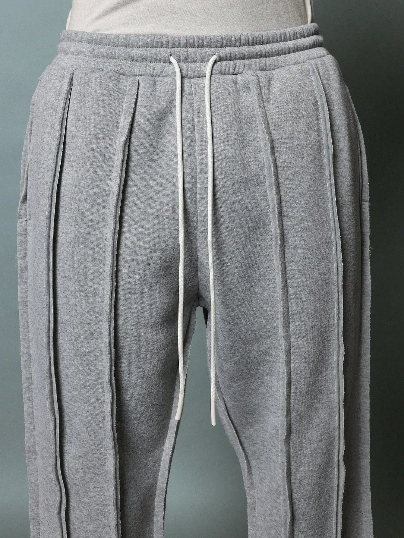 Flare Fit Multi Seamed Raw Edge Sweatpants With Drawstrings