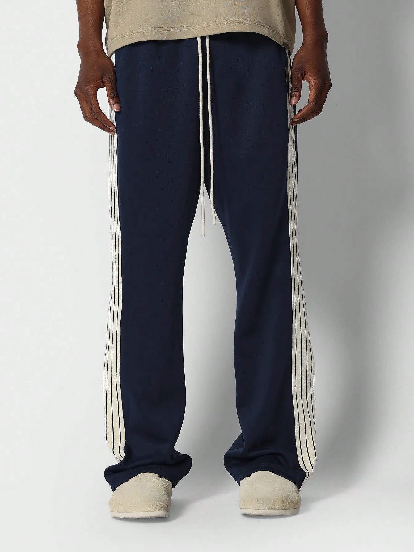 Flare Fit Side Tape Detail Sweatpants With Drawcords