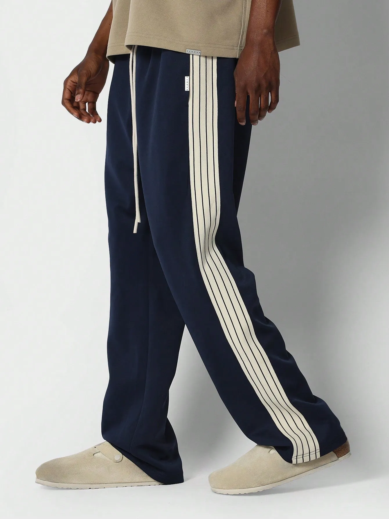 Flare Fit Side Tape Detail Sweatpants With Drawcords