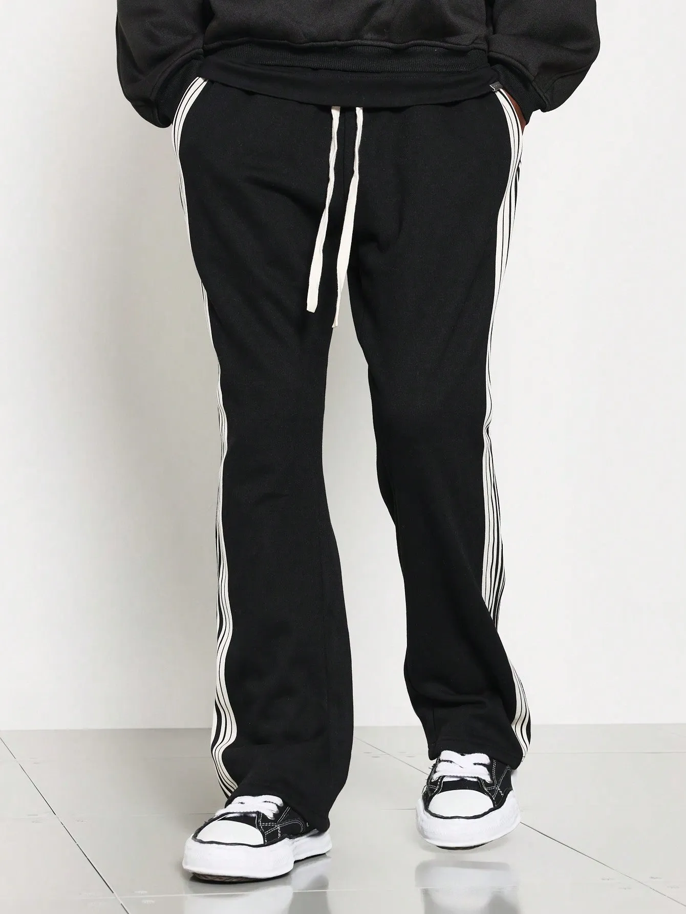 Flare Fit Side Tape Sweatpants With Drawcord