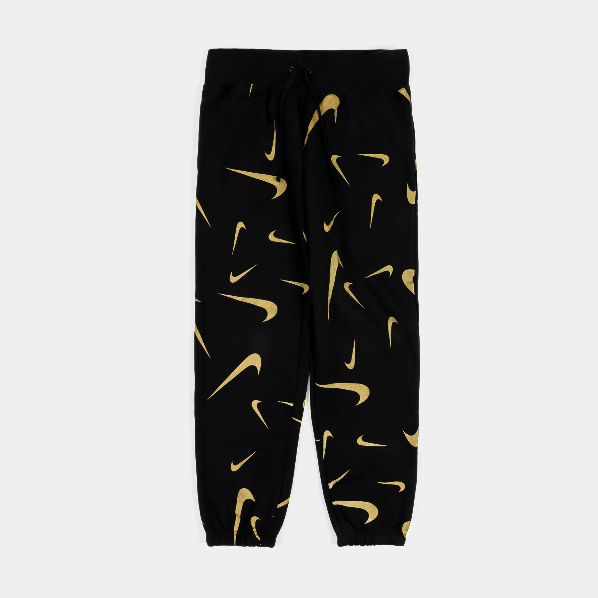 Fleece High Waisted Joggers Womens Pants (Black/Yellow)