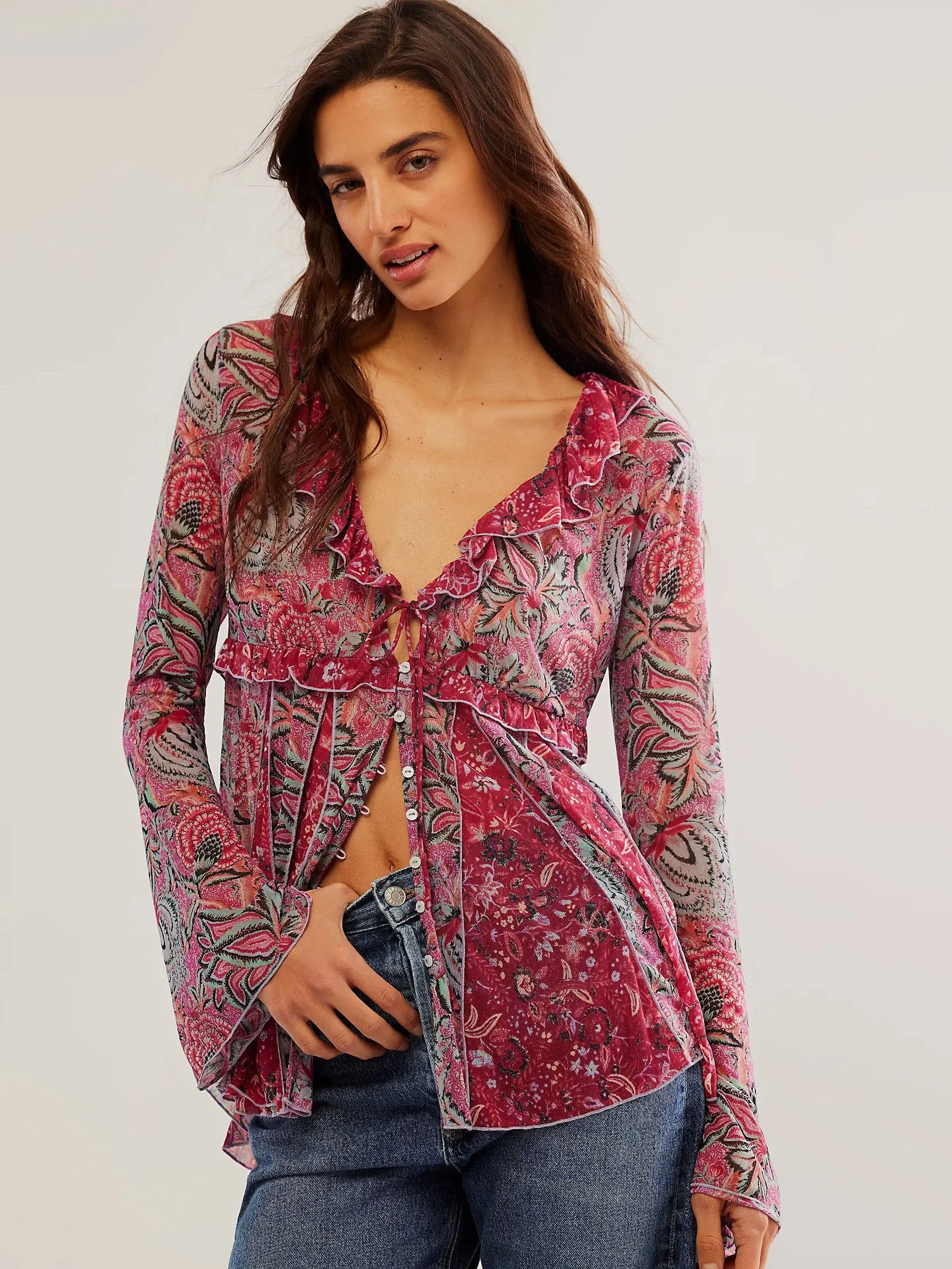 Free People Wildest Dreams Tunic - Raspberry Combo