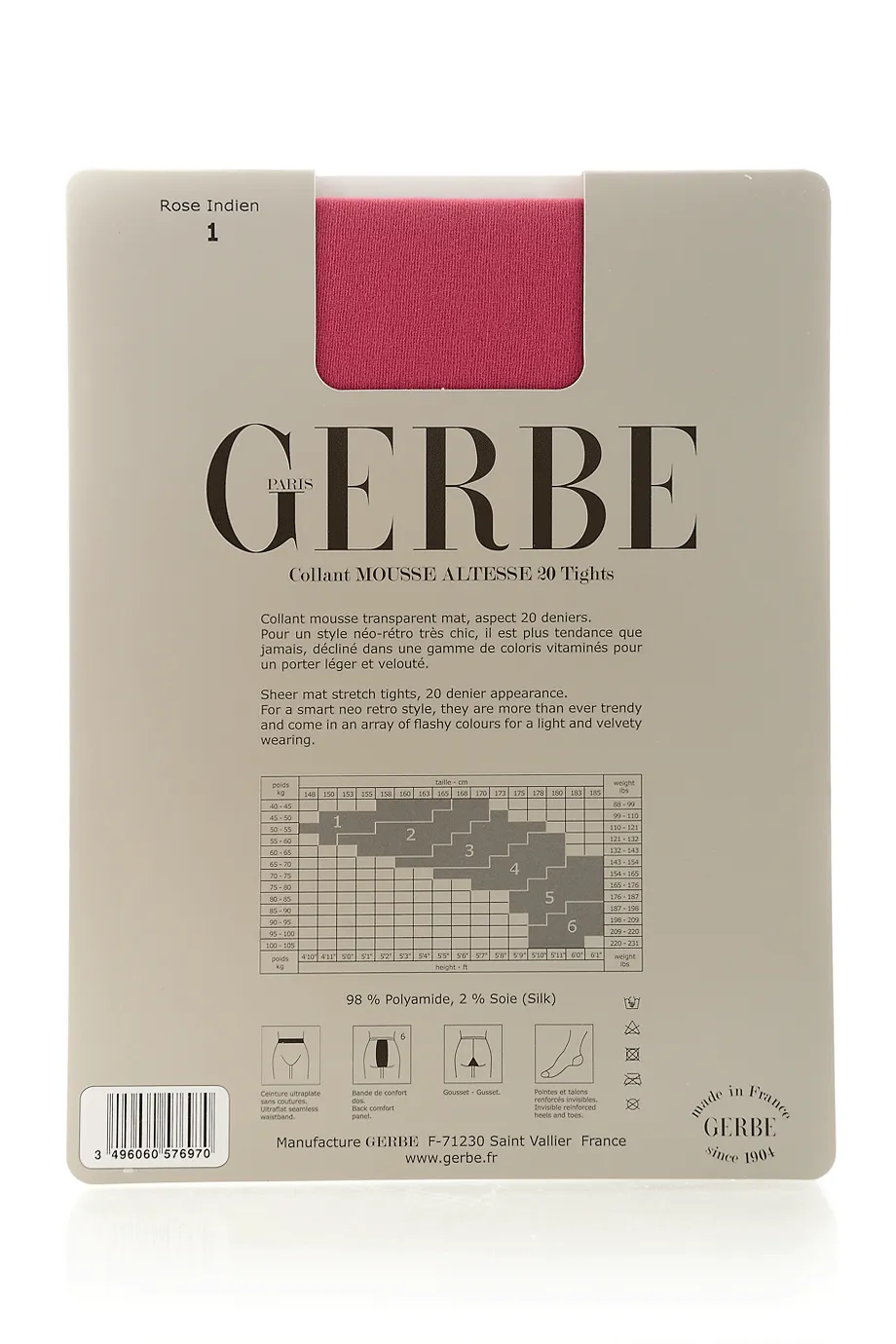 GERBE MOUSSE ALTESSE 20 Rose Indien Tights