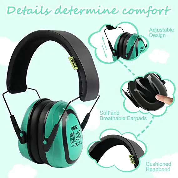 GREEN DEVIL MiniMax Teal Kids Hearing Protection Ear muffs Noise Cancelling For Age 1-16 Headphones