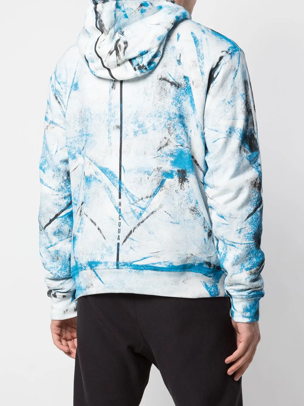 HAND PAINTED HOODIE BLACK/BLUE