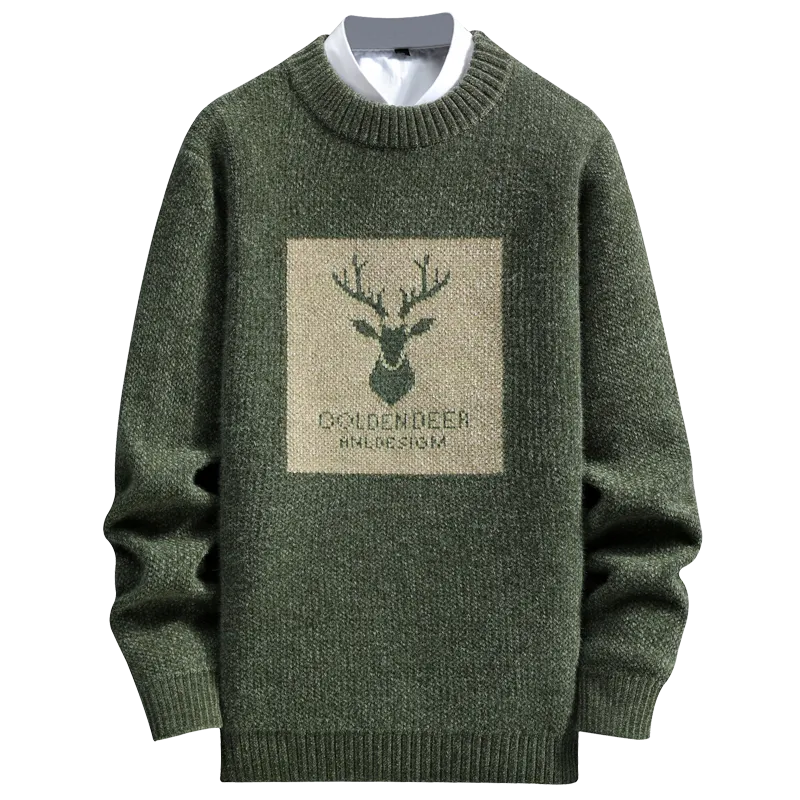 Head Deer Print Pullover Sweater