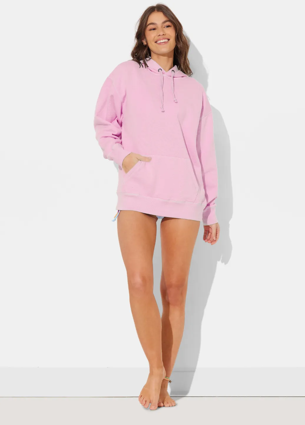 Hibiscus Pink Pigment Dye Pullover Hoodie