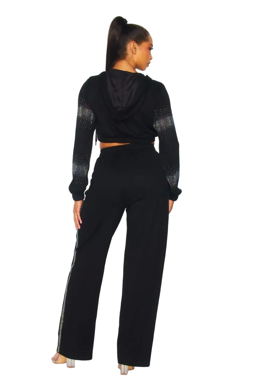 Hot & Delicious Women's Desi Embellished Rhinestone Lounge Pants